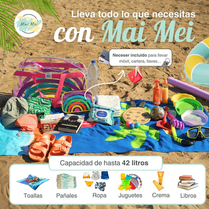 Bolso de playa Maxibag Rainbow + neceser - Mai Mei