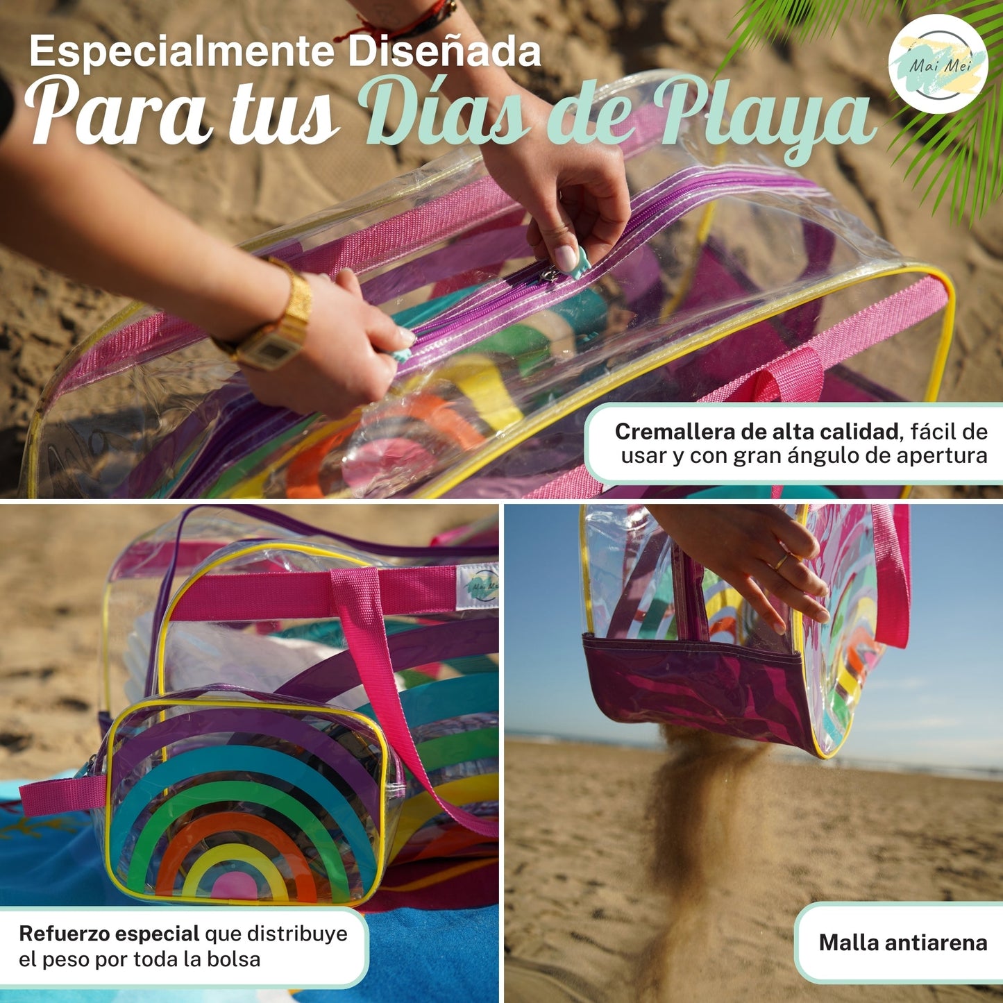 Bolso de playa Maxibag Rainbow + neceser - Mai Mei
