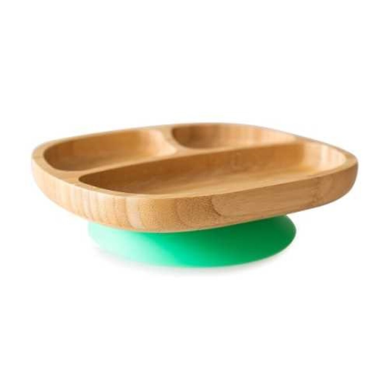 Plato de bambú con ventosa y divisiones Toddler Verde - Eco Rascals