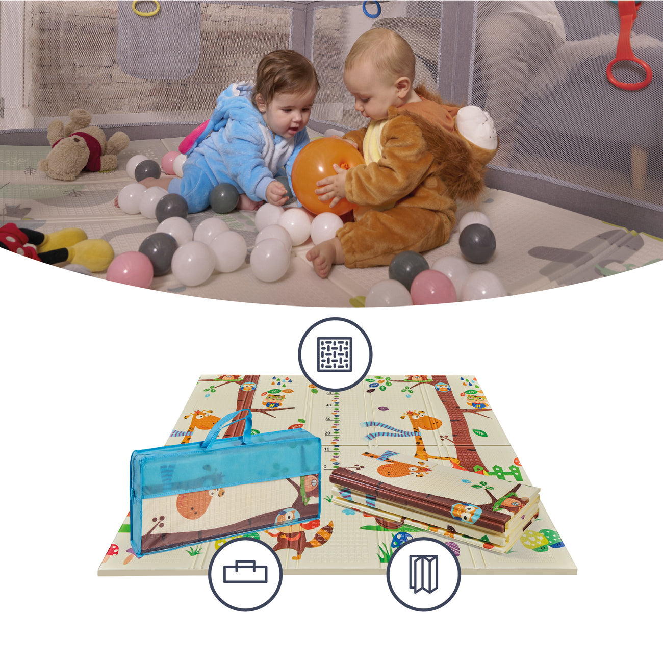 Alfombra de juegos reversible Trendy 120x120 Animal Colores - Innovaciones Ms