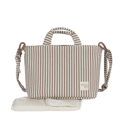 Bolsa Canastilla Praliné Rayas Moka – Walking Mum