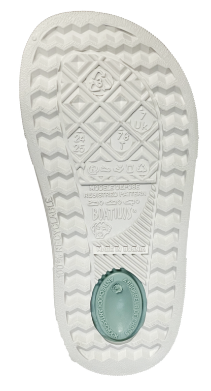 Zueco infantil barefoot Cloggy Green/White - Boatilus