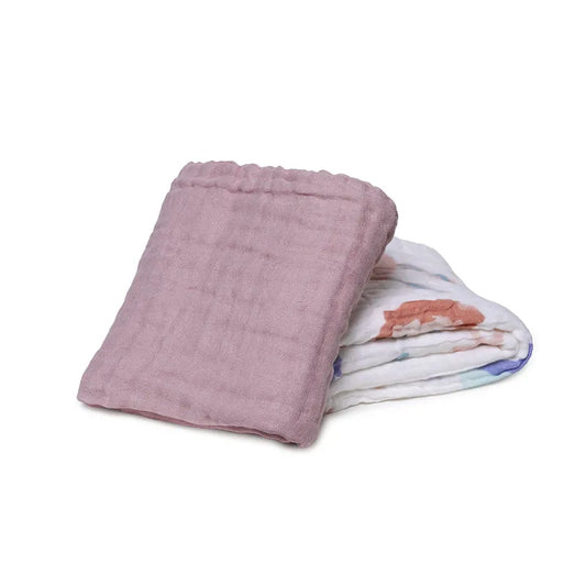 Muselina bebé de algodón 100% pack 2 Rosa Pastel + Happyanimals - Happymami