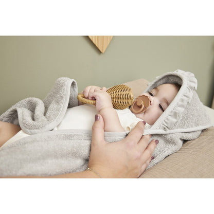 Capa de baño bebé con volante Terry Greige - Meyco Baby