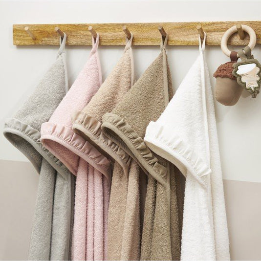 Capa de baño bebé con volante Terry Soft Pink - Meyco Baby