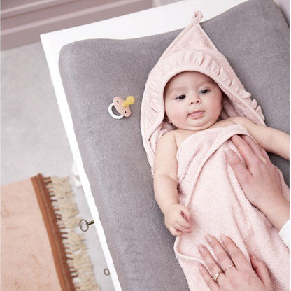 Capa de baño bebé con volante Terry Soft Pink - Meyco Baby
