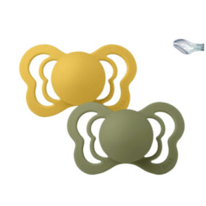Chupetes Couture Honey Bee / Olive Anatómicos Silicona 0-6 meses Pack 2 - Bibs