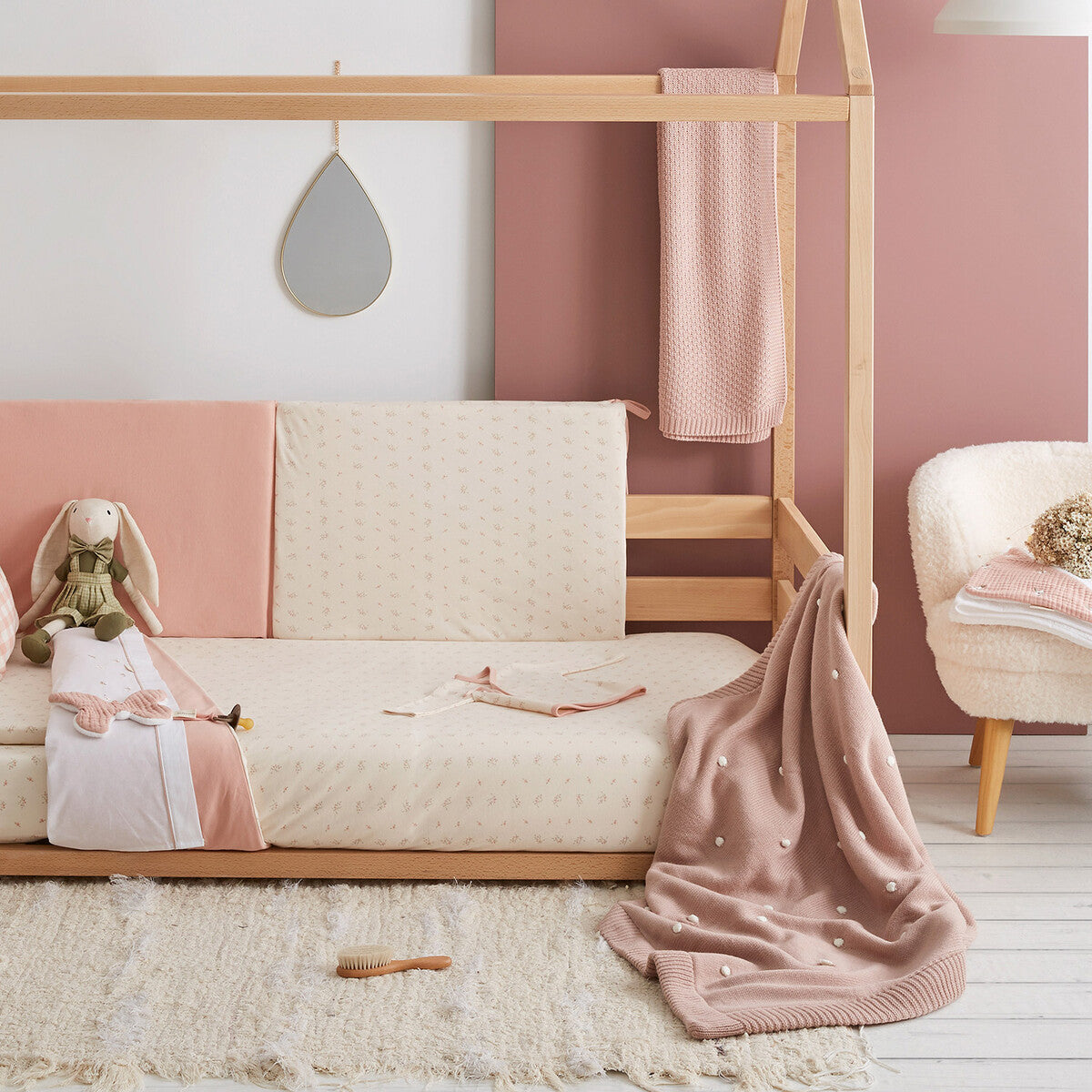 Manta tricot Dots Rosa Empolvado - Bimbidreams