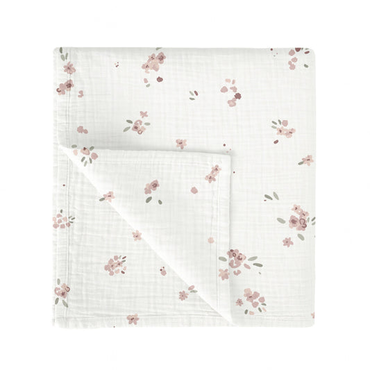 Muselina de bambú 120x120 Monet Blanco/Rosa - Bimbidreams
