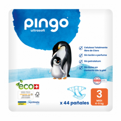 Pañales ecológicos talla 3 MIDI (4-9 kg) 44 ud. - Pingo