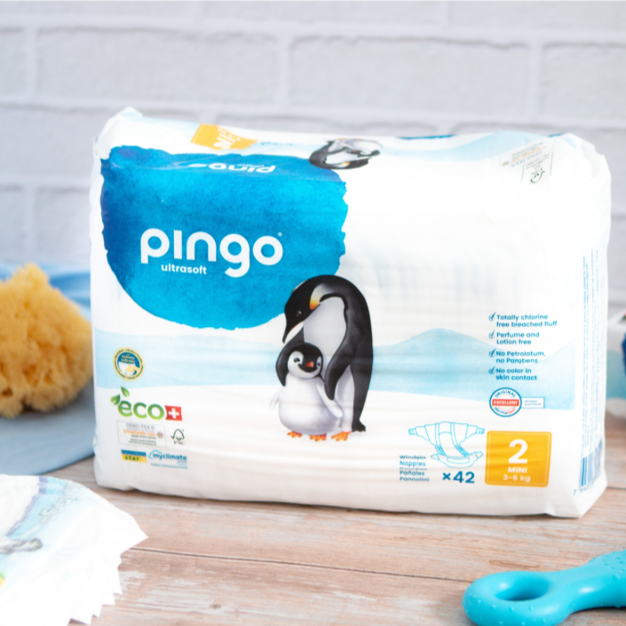 Pañales ecológicos talla 2 MINI (3-6 kg) 42 ud. - Pingo