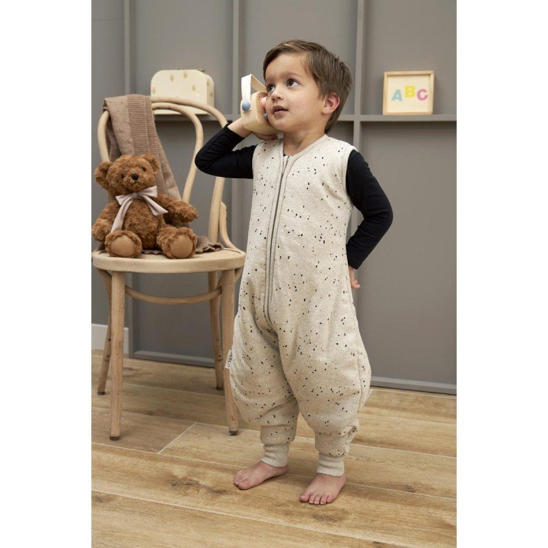 Saco de dormir con pies 80 cm Me-Rib Mini Spot Sand – Meyco Baby