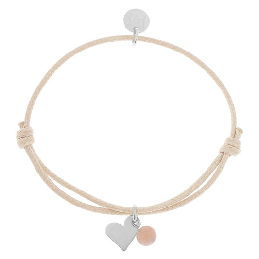 Pulsera Maternidad Mea Silver Heart Crema - Proud Mama