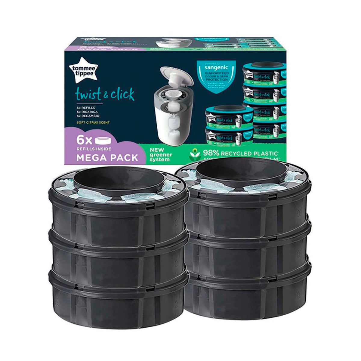 Pack 6 recambios para contenedor de pañales Twist & Click – Tommee Tippee