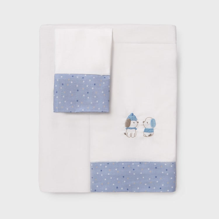 Sábanas minicuna bebé bordadas Cielo - Mayoral