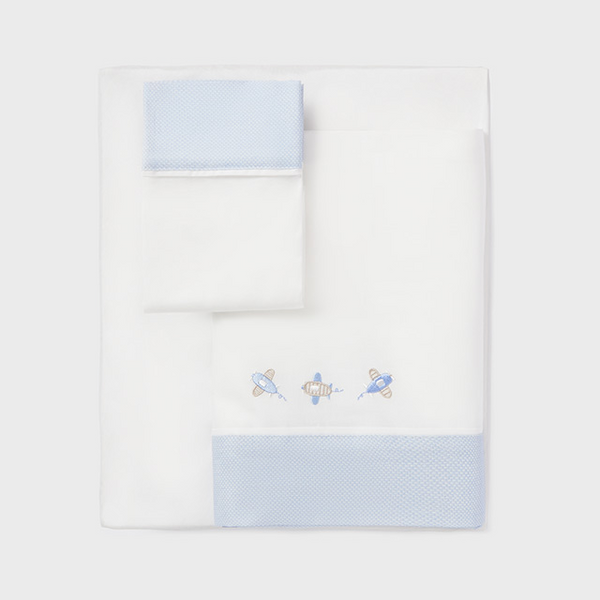Sábanas minicuna bebé bordadas Aviones - Mayoral
