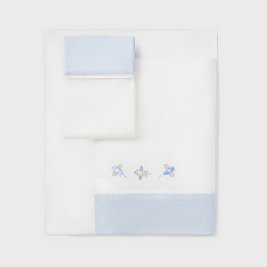 Sábanas minicuna bebé bordadas Aviones - Mayoral