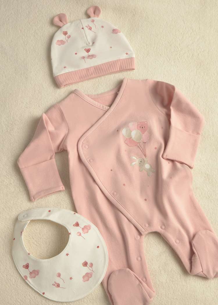Set 3 piezas Regalo Pelele Rosa Baby - Mayoral
