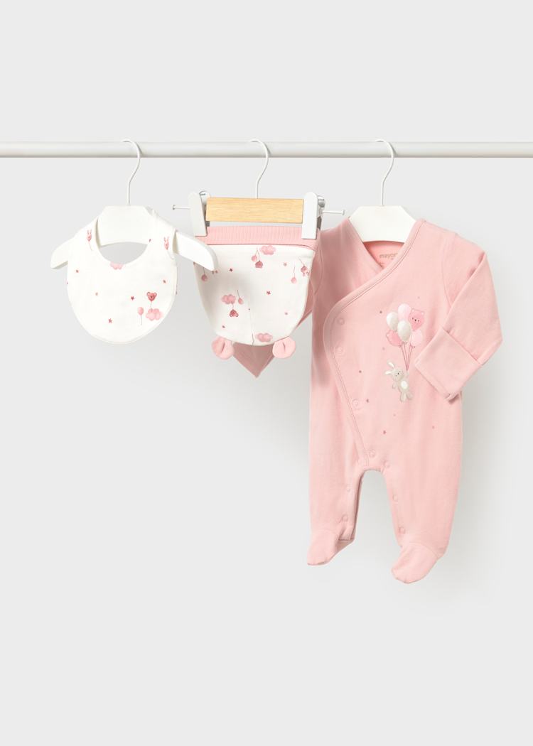 Set 3 piezas Regalo Pelele Rosa Baby - Mayoral