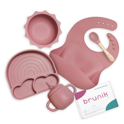 Set vajilla de silicona 5 piezas Rosa - Brunik